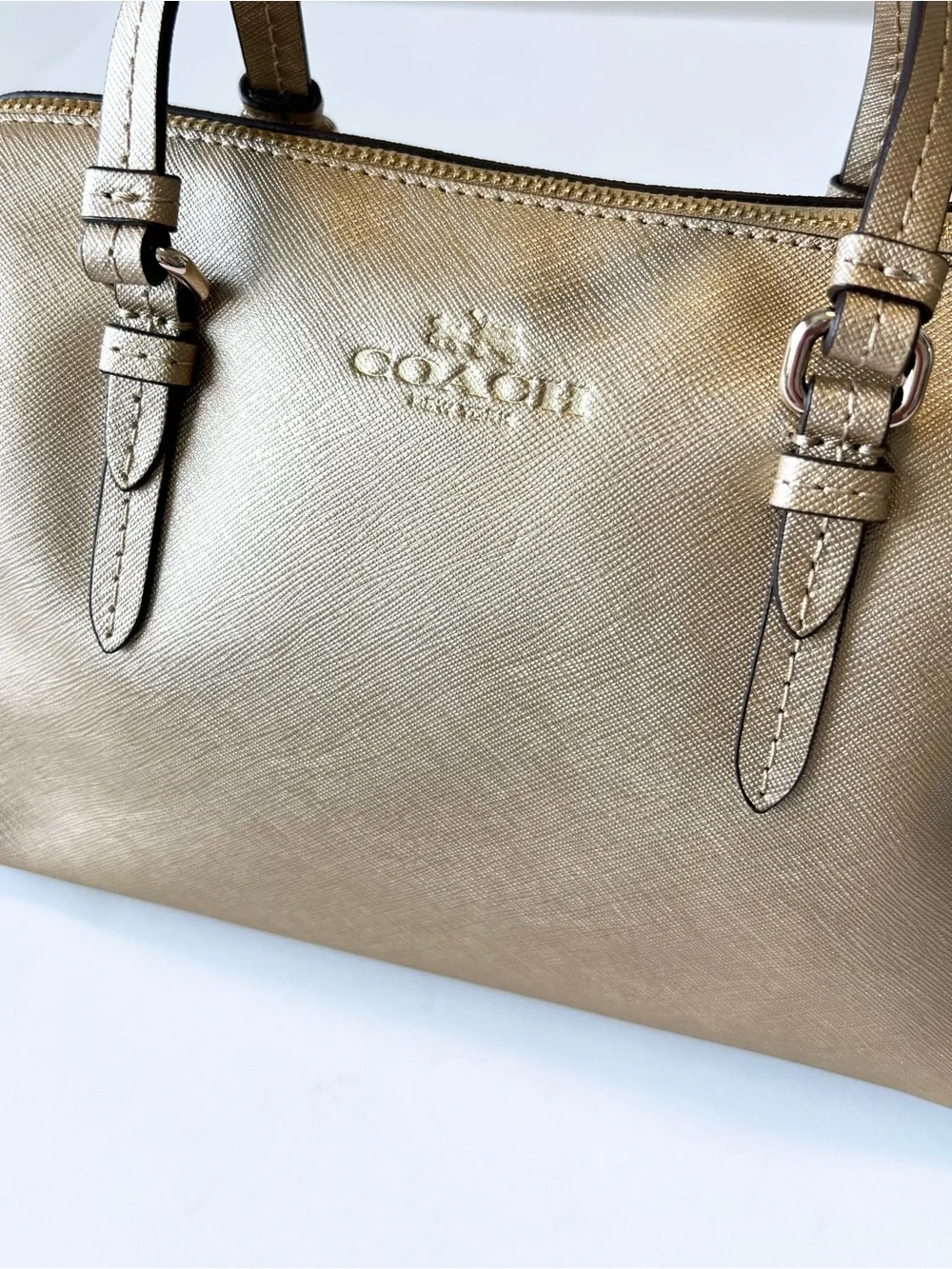 Coach gold leather crossbody bag NWOT Neutral Small purse Luxury bag Duffel